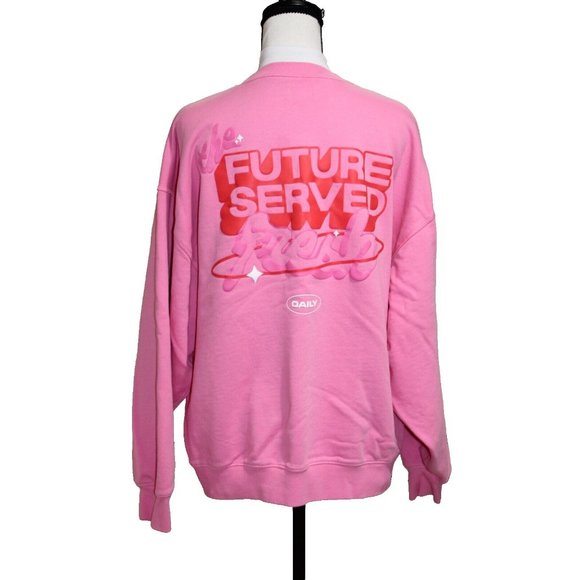 Poppi Soda Crew Neck Pullover Hoodie The Future Served Fresh Pink Medium - Picture 3 of 6